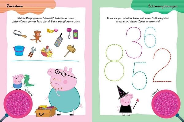 Produktbild: Peppa Pig Mein Lernspielbuch mit L&ouml;selupe. Mit wutzig viel Spa&szlig; durch die Vorschulzeit