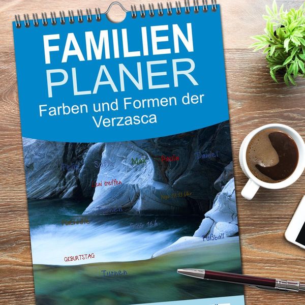 Produktbild: Familienplaner 2026 - Farben und Formen der Verzasca mit 5 Spalten (Wandkalender, 21 x 45 cm) CALVENDO