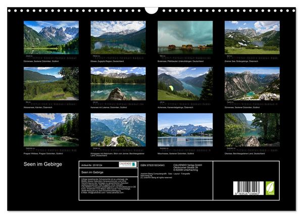 Produktbild: Seen im Gebirge (Wandkalender 2026 DIN A3 quer), CALVENDO Monatskalender