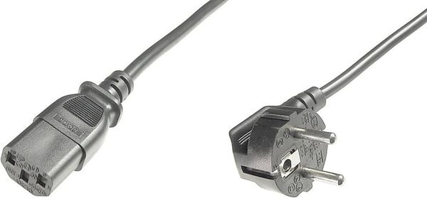 Digitus Kaltgeräte Anschlusskabel [1x Schutzkontakt-Stecker - 1x Kaltgeräte-Buchse C13] 1.80 m Schwarz