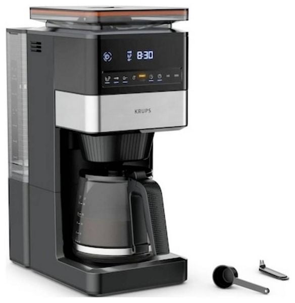 Krups Kaffeemaschine Schwarz, Silber Fassungsvermögen Tassen=18 mit Mahlwerk, Display