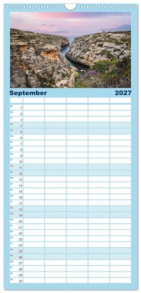 Produktbild: Familienplaner 2027 - Wundervolles Malta mit 5 Spalten (Wandkalender, 21 x 45 cm) CALVENDO