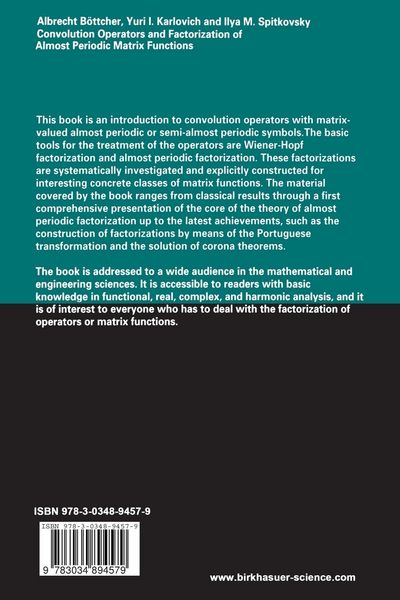 Produktbild: Convolution Operators and Factorization of Almost Periodic Matrix Functions