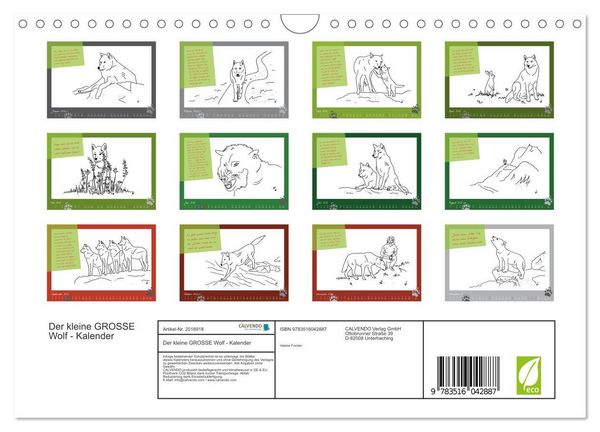 Produktbild: Der kleine GROSSE Wolf - Kalender (Wandkalender 2026 DIN A4 quer), CALVENDO Monatskalender
