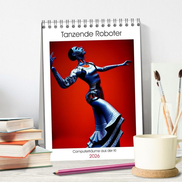 Produktbild: Tanzende Roboter - Computertr&auml;ume aus der KI (Tischkalender 2026 DIN A5 hoch), CALVENDO Monatskalender