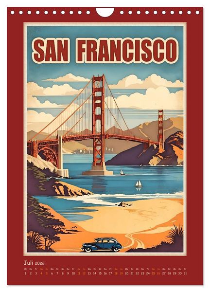Produktbild: City Travel Poster - nostalgische St&auml;dtereise um die Welt (Wandkalender 2026 DIN A4 hoch), CALVENDO Monatskalender