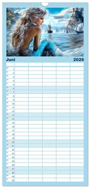 Produktbild: Familienplaner 2026 - Geheimnisvolle Meerjungfrau mit 5 Spalten (Wandkalender, 21 x 45 cm) CALVENDO