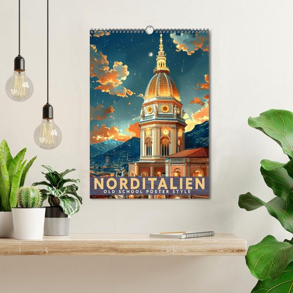 Produktbild: Norditalien - Old School Poster Style (Wandkalender 2026 DIN A3 hoch), CALVENDO Monatskalender