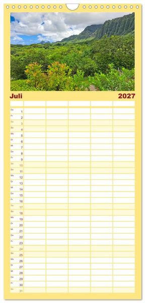 Produktbild: Familienplaner 2027 - Hawaii - Eindr&uuml;cke von Big Island, Kauai & Oahu mit 5 Spalten (Wandkalender, 21 x 45 cm) CALVENDO