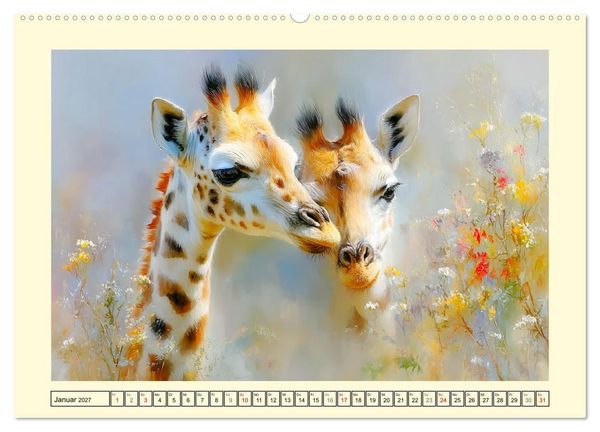 Produktbild: Giraffen. Anmut in weiter Landschaft (Wandkalender 2027 DIN A2 quer), CALVENDO Monatskalender
