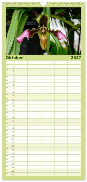 Produktbild: Familienplaner 2027 - Wunderbare Orchideen mit 5 Spalten (Wandkalender, 21 x 45 cm) CALVENDO