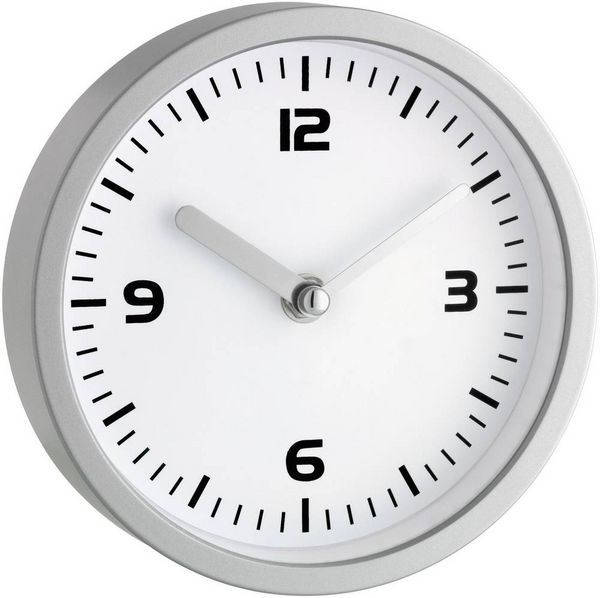 Produktbild: TFA Dostmann 60.3012 Quarz Wanduhr 16mm x 45mm Silber Badezimmer-/Feuchtraum geeignet