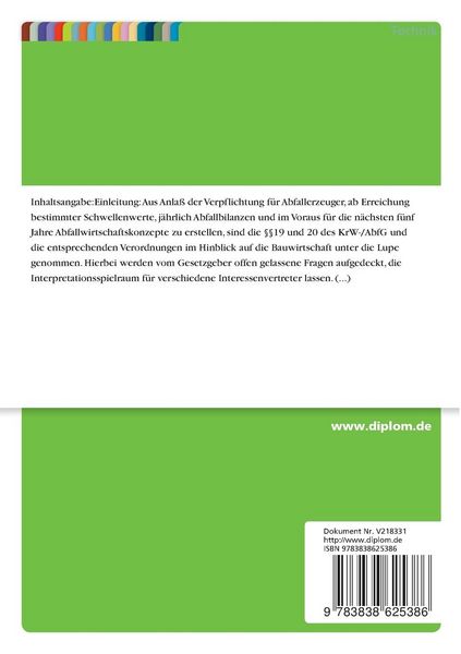 Produktbild: Abfallbilanzen in der Bauwirtschaft