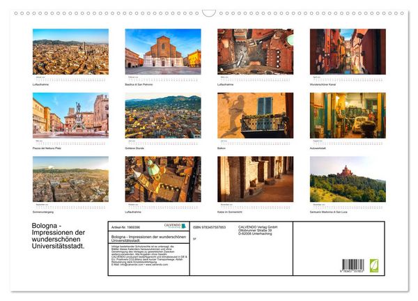 Produktbild: Bologna - Impressionen der wundersch&ouml;nen Universit&auml;tsstadt. (Wandkalender 2026 DIN A2 quer), CALVENDO Monatskalender