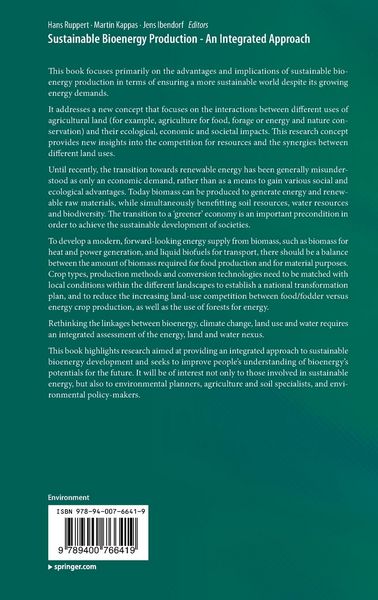 Produktbild: Sustainable Bioenergy Production - An Integrated Approach