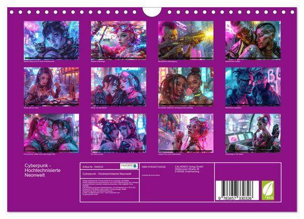Produktbild: Cyberpunk - Hochtechnisierte Neonwelt (Wandkalender 2026 DIN A4 quer), CALVENDO Monatskalender