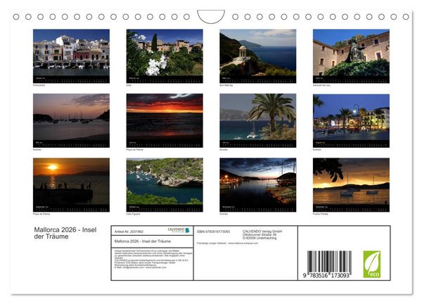 Produktbild: Mallorca 2026 - Insel der Tr&auml;ume (Wandkalender 2026 DIN A4 quer), CALVENDO Monatskalender