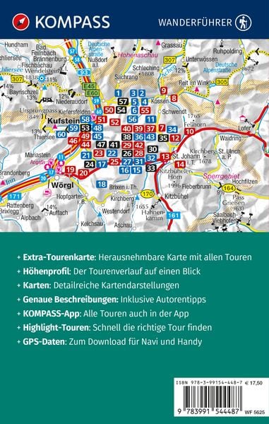 Produktbild: KOMPASS Wanderf&uuml;hrer Kaisergebirge, Wilder Kaiser, Zahmer Kaiser, Kaiserwinkl, Thiersee-Pendling,60 Touren mit Extra-Tourenkarte