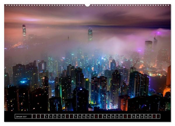 Produktbild: Metropolen - Asiens sch&ouml;nste St&auml;dte bei Nacht (Wandkalender 2027 DIN A2 quer), CALVENDO Monatskalender