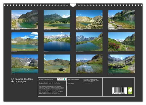 Produktbild: Le paradis des lacs de montagne (Calendrier mural 2026 DIN A3 vertical), CALVENDO calendrier mensuel