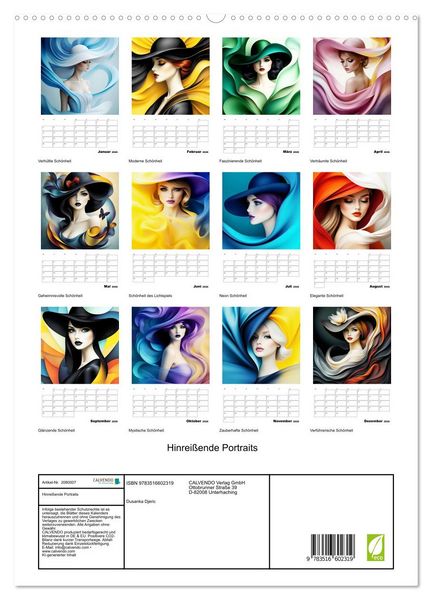 Produktbild: Hinrei&szlig;ende Portraits (hochwertiger Premium Wandkalender 2026 DIN A2 hoch), Kunstdruck in Hochglanz
