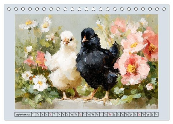 Produktbild: Federleichte Nostalgie. H&uuml;hner, Enten und G&auml;nse in duftigen Momenten (Tischkalender 2027 DIN A5 quer), CALVENDO Monatskalender