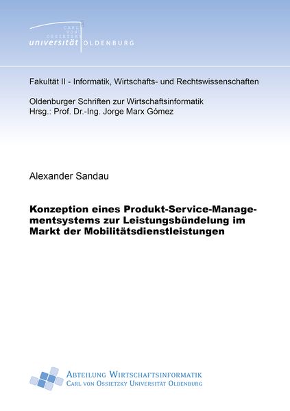 Produktbild: Konzeption eines Produkt-Service-Managementsystems zur Leistungsb&uuml;ndelung im Markt der Mobilit&auml;tsdienstleistungen