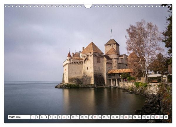 Produktbild: Entre France et Suisse, le lac L&eacute;man (Calendrier mural 2026 DIN A3 vertical), CALVENDO calendrier mensuel