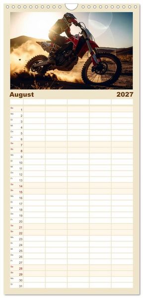 Produktbild: Familienplaner 2027 - W&uuml;stenabenteuer - Spektakul&auml;re Moto-Rallys mit 5 Spalten (Wandkalender, 21 x 45 cm) CALVENDO