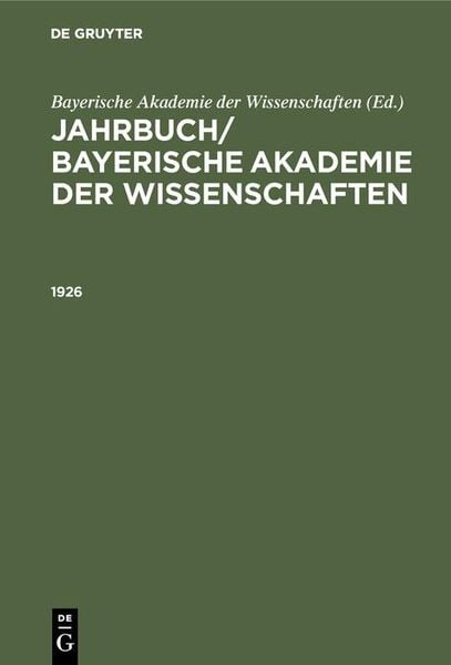 Produktbild: Jahrbuch/ Bayerische Akademie der Wissenschaften. 1926