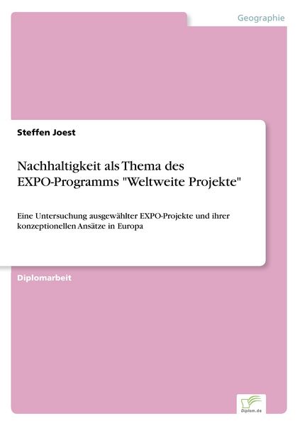 Produktbild: Nachhaltigkeit als Thema des EXPO-Programms "Weltweite Projekte"