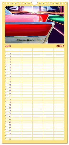 Produktbild: Familienplaner 2027 - US Classic Cars im Jet-Age mit 5 Spalten (Wandkalender, 21 x 45 cm) CALVENDO