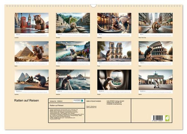Produktbild: Ratten auf Reisen (Wandkalender 2026 DIN A2 quer), CALVENDO Monatskalender