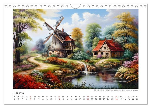 Produktbild: Windm&uuml;hlenzauber (Wandkalender 2026 DIN A4 quer), CALVENDO Monatskalender
