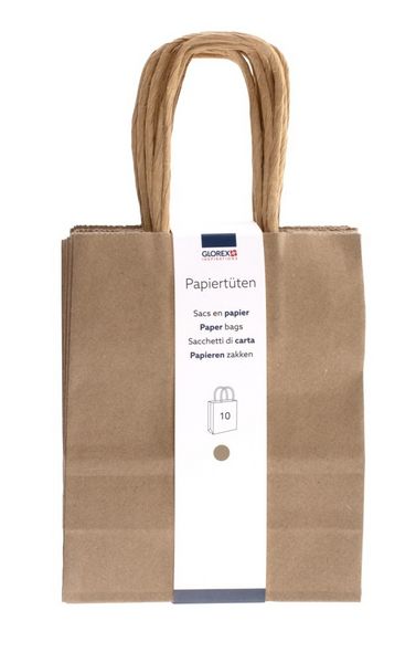 Produktbild: Papiertragetasche, Kordelgriff 12x15x5,5cm, natur, 10St