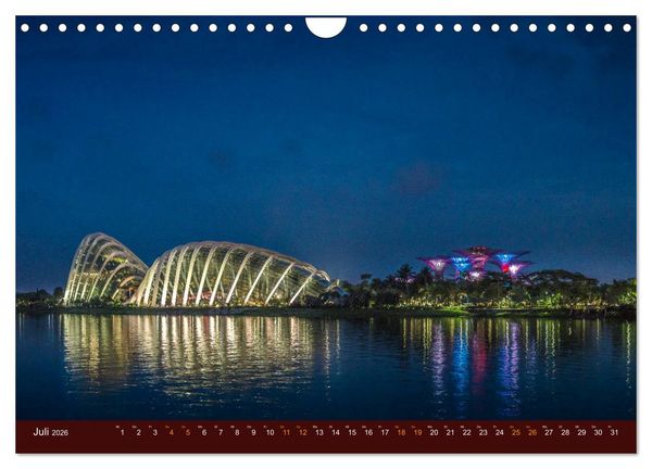Produktbild: Nachtansichten Singapur City (Wandkalender 2026 DIN A4 quer), CALVENDO Monatskalender