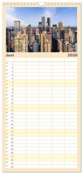 Produktbild: Familienplaner 2026 - SEATTLE Unvergessliche Tour durch die Stadt und das Umland mit 5 Spalten (Wandkalender, 21 x 45 cm) CALVENDO