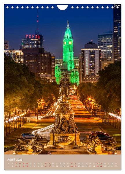 Produktbild: PHILADELPHIA Besondere Augenblicke erleben (Wandkalender 2026 DIN A4 hoch), CALVENDO Monatskalender