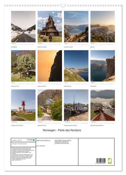 Produktbild: Norwegen - Perle des Nordens (Wandkalender 2026 DIN A2 hoch), CALVENDO Monatskalender