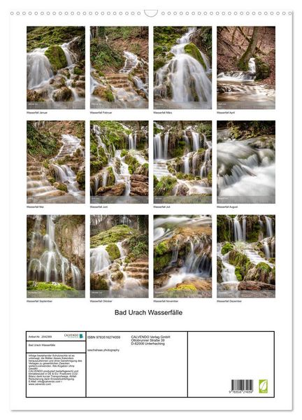 Produktbild: Bad Urach Wasserf&auml;lle (Wandkalender 2026 DIN A2 hoch), CALVENDO Monatskalender