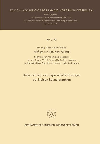 Produktbild: Untersuchung von Hyperschallstr&ouml;mungen bei kleinen Reynoldszahlen
