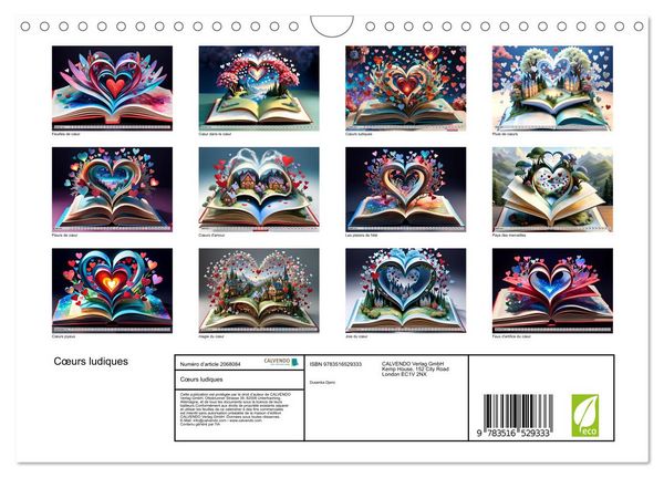Produktbild: C&oelig;urs ludiques (Calendrier mural 2026 DIN A4 vertical), CALVENDO calendrier mensuel