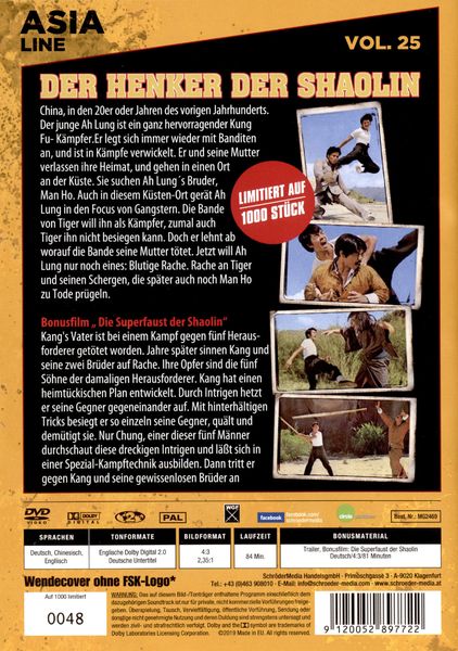 Produktbild: Der Henker der Shaolin - Limited Edition/Asia Line Vol.25