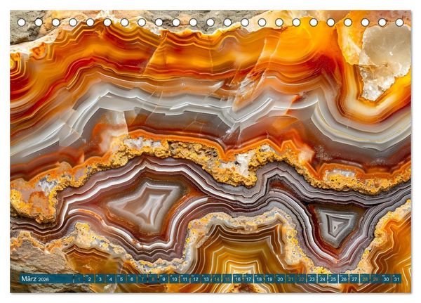Produktbild: Achat-Rhapsodie - Farbige Flussl&auml;ufe in Bandachaten und Quarz (Tischkalender 2026 DIN A5 quer), CALVENDO Monatskalender