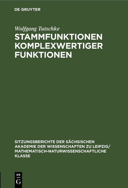 Produktbild: Stammfunktionen komplexwertiger Funktionen