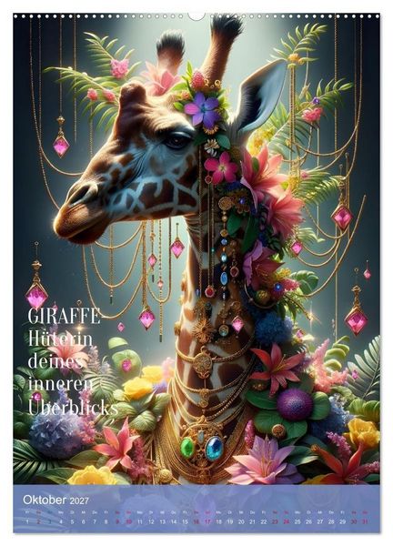 Produktbild: Krafttiere und Kristalle (hochwertiger Premium Wandkalender 2027 DIN A2 hoch), Kunstdruck in Hochglanz
