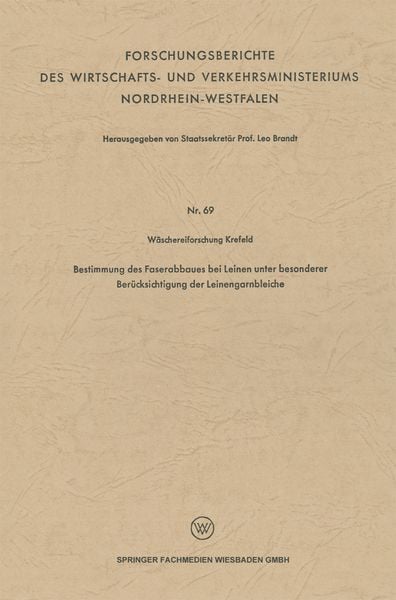 Produktbild: Bestimmung des Faserabbaues bei Leinen unter besonderer Ber&uuml;cksichtigung der Leinengarnbleiche