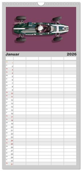 Produktbild: Familienplaner 2026 - Legenden des Rennsports - Formel Junior 1955-1965 mit 5 Spalten (Wandkalender, 21 x 45 cm) CALVENDO