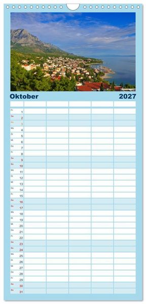 Produktbild: Familienplaner 2027 - Makarska Riviera - Malerische Urlaubsorte in Dalmatien mit 5 Spalten (Wandkalender, 21 x 45 cm) CALVENDO