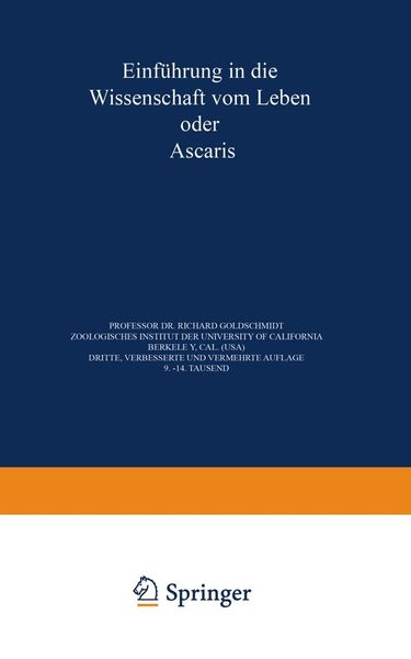 Produktbild: Einf&uuml;hrung in die Wissenschaft vom Leben oder Ascaris